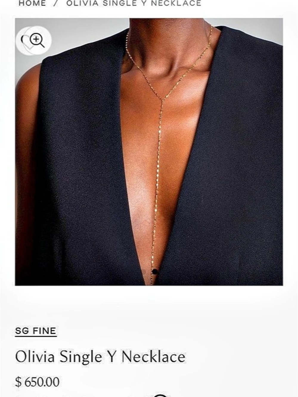 Stephanie Gottlieb Olivia Single Y Necklace 14K Gold Y Necklace Like New